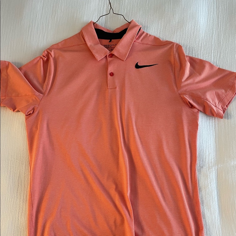 Nike Golf Striped Shirt - M - Salmon